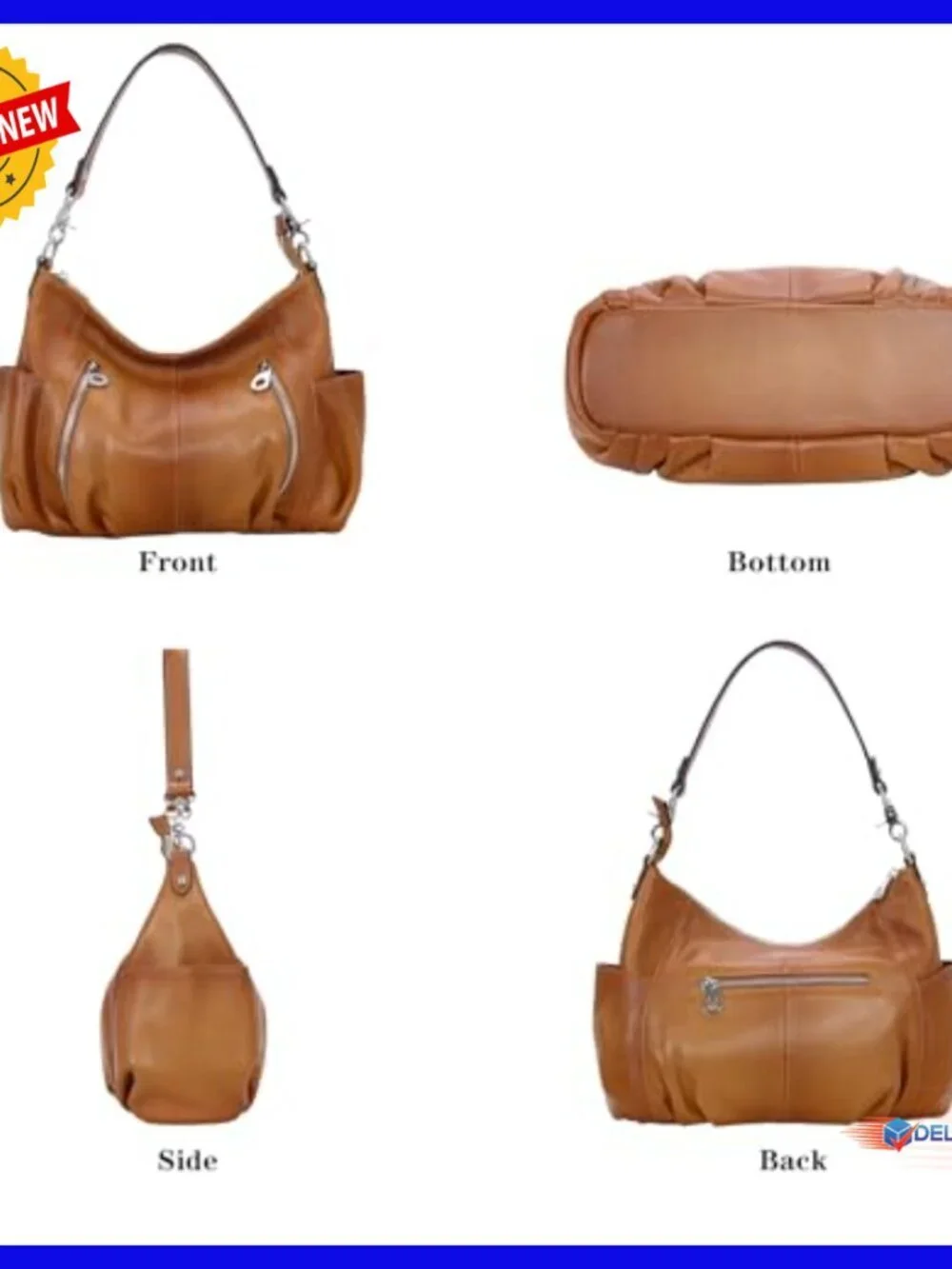Genuine Leather Hobo Bag Crossbody Satchel Tote with Removable Straps